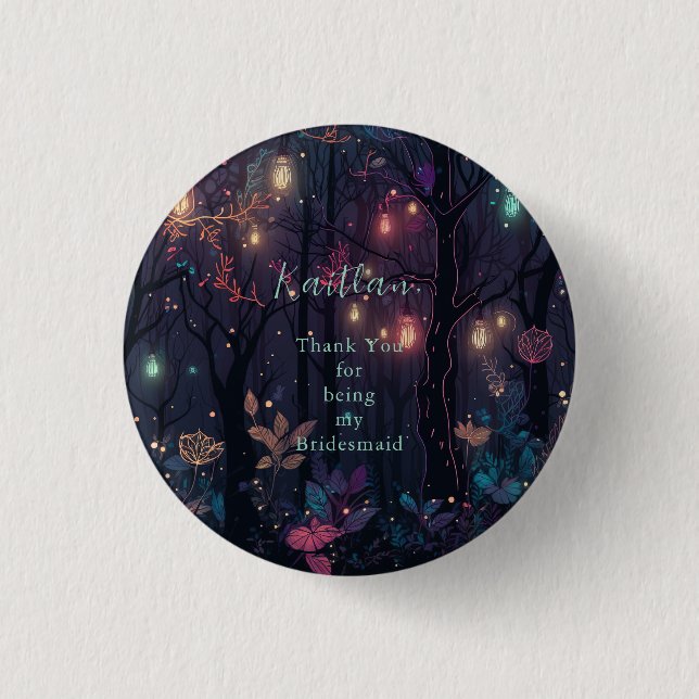 Floral Spray Fantasy Art 1 Inch Round Button (Front)