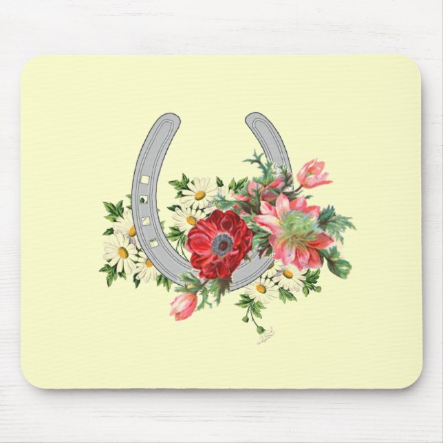 Floral Spray Horseshoe Mouse Pad (Front)