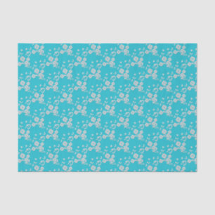 Floral Spray Style 1, Aqua-White-TISSUE WRAP Tissue Paper