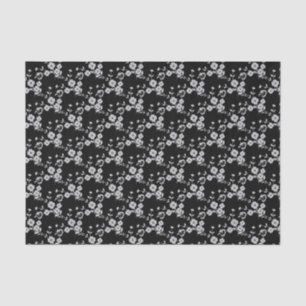 Floral Spray,Style 1-BLACK-WHITE-TISSUE WRAP PAPER