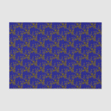 Floral Spray Style 1, Blue-Gold-2-TISSUE PAPER