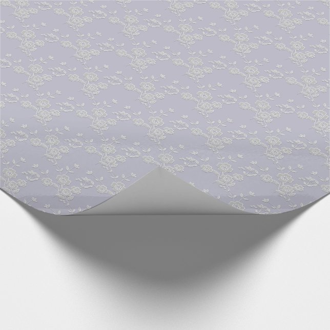 Floral Spray, Style 1-PURPLE-WHITE-GIFT WRAP PAPER (Corner)