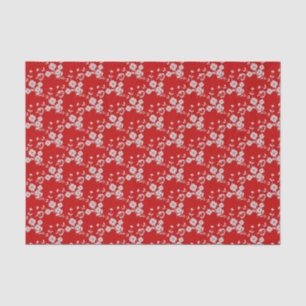 Floral Spray Style 1, Red-White-TISSUE WRAP PAPER