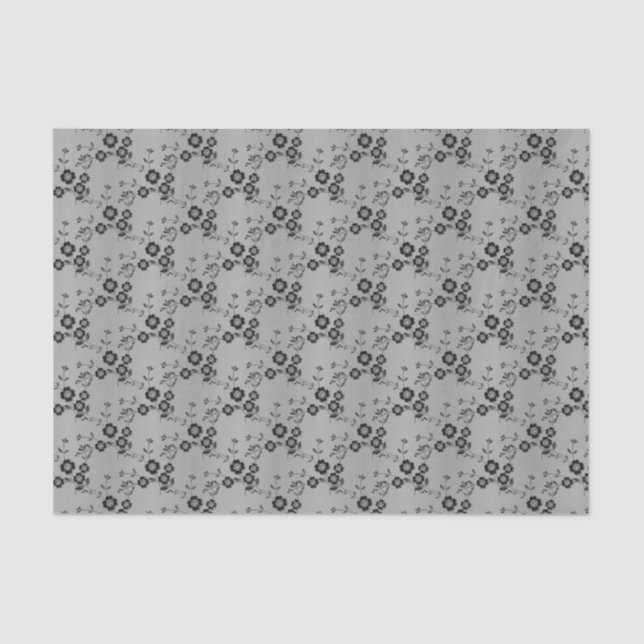 Floral Spray Style 1, Silver-TISSUE WRAPPING PAPER (Front)