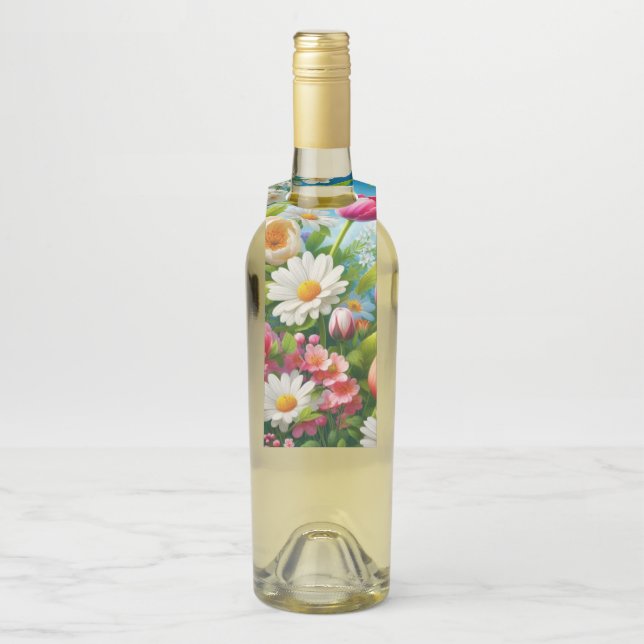 Floral/spring artwork  bottle tag (On Bottle)