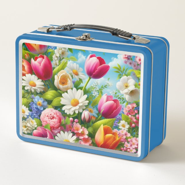 Floral/spring artwork  metal lunch box (Front)