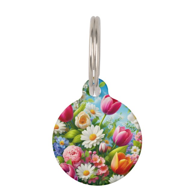 Floral/spring artwork  pet tag (Front)