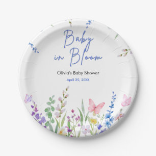 Floral Spring Baby in Bloom Baby Shower Paper Plate