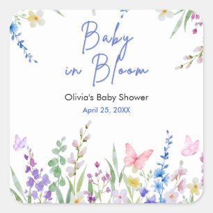 Floral Spring Baby in Bloom Baby Shower   Square Sticker