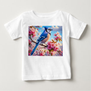 Floral/spring Blue Jay art Baby T-Shirt