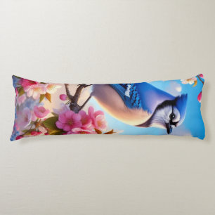 Floral/spring Blue Jay art Body Pillow