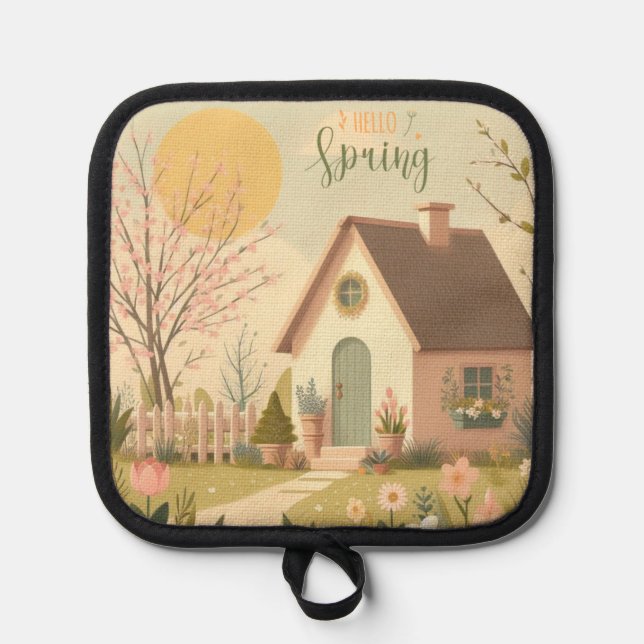 Floral/spring cottage pot holder (Front)