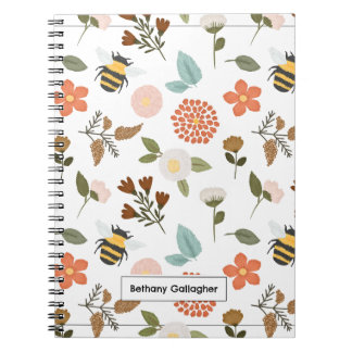 Floral Spring Daffodil & Bees | Personalized  Notebook