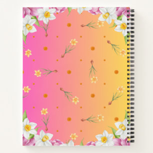 Floral Spring Daffodil   Dusty Blue Personalized Notebook
