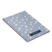 Floral Spring Daffodil | Dusty Blue Personalized Notebook (Right Side)
