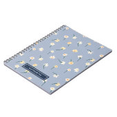 Floral Spring Daffodil | Dusty Blue Personalized Notebook (Left Side)