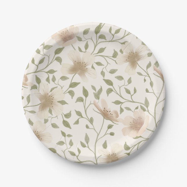 Floral Spring Easter Floral Baby Shower Paper Plate (Front)