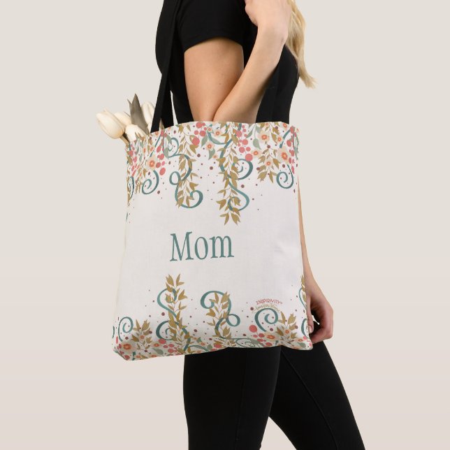Floral Spring Flowers Mom Personalized Name  Tote Bag (Close Up)