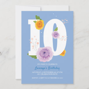 Floral Spring Garden 10th Birthday Party Save The Date