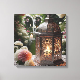 Floral Spring Garden Lantern  Canvas Print