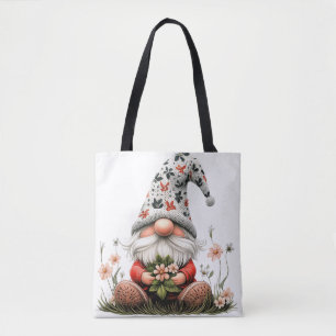 Floral Spring Gnome Tote Bag