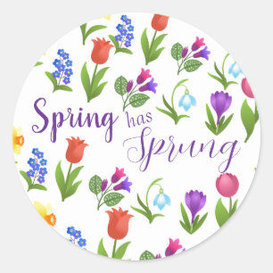 Floral Spring Has Sprung  Classic Round Sticker