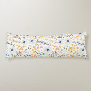 Floral Spring Home Botanical Blue Yellow Mix Body Pillow