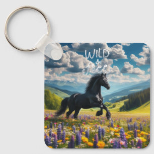 Floral/spring horse/stallion keychain
