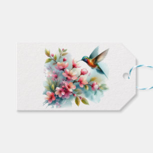 Floral/spring hummingbird artwork  gift tags