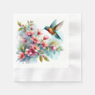 Floral/spring hummingbird artwork  napkin