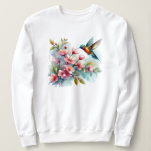 Floral/spring hummingbird artwork sweatshirt