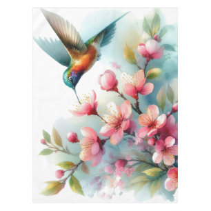 Floral/spring hummingbird artwork  tablecloth