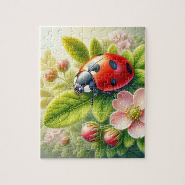 Floral/spring ladybug artwork  jigsaw puzzle (Vertical)
