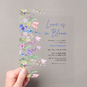 Floral Spring Love is in Bloom Bridal Shower Acrylic Invitations