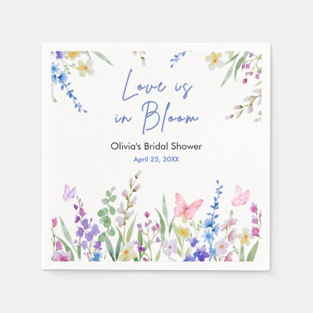 Floral Spring Love is in Bloom Bridal Shower  Napkin (Front)