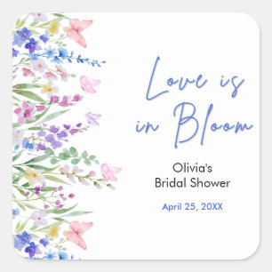 Floral Spring Love is in Bloom Bridal Shower  Square Sticker