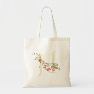 floral spring monogram H wedding Bridal Shower Tote Bag