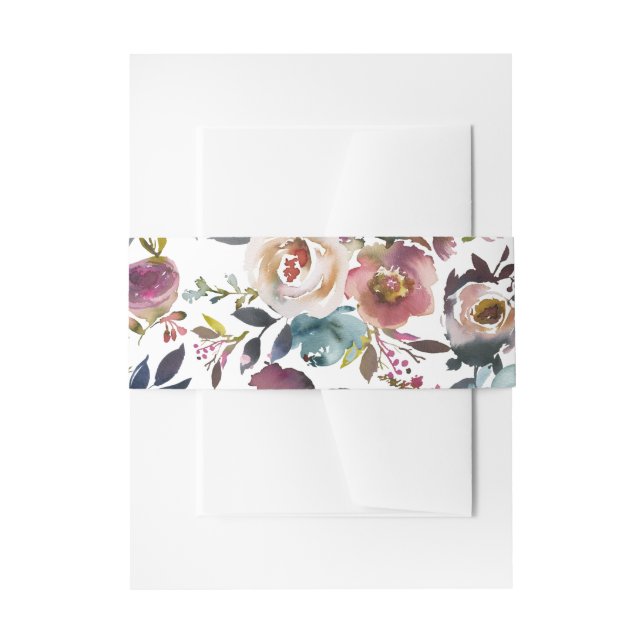 Floral Spring Pastel Watercolor Wedding Invitation Belly Band (Front Example)