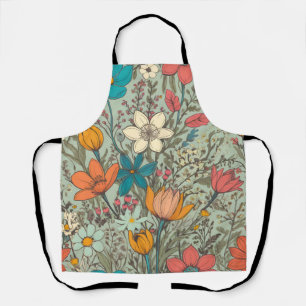 Floral spring pattern apron