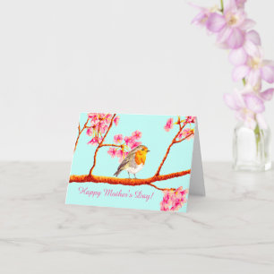 Floral Spring Robin Bird Mother's Day Card