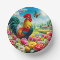 Floral/spring rooster/chicken artwork