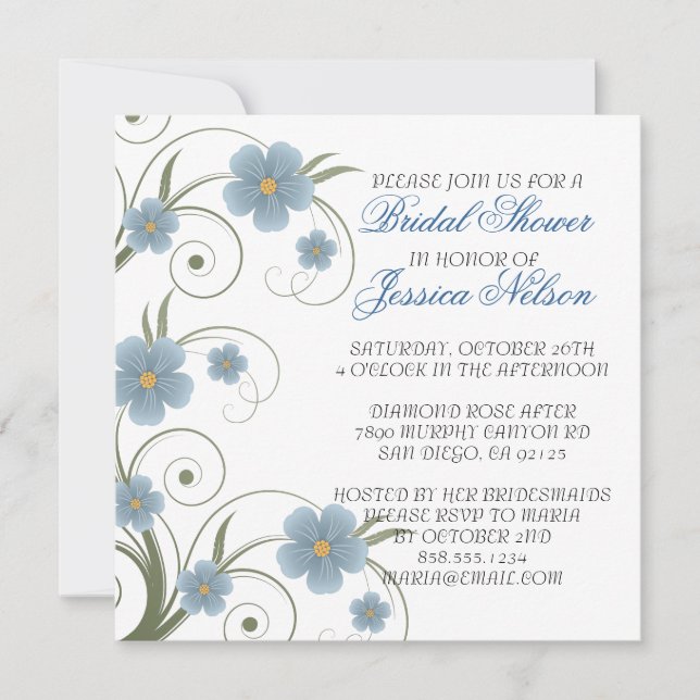 Floral Spring Swirls Elegant Shower Invite (Front)