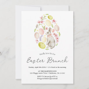 floral Spring Watercolor Easter Egg easter brunch Invitation