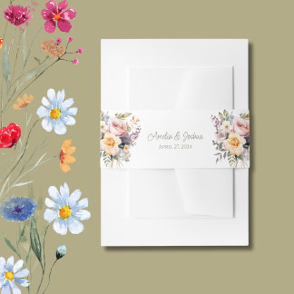 Floral Spring Wedding Belly Band Invitation Belly Band