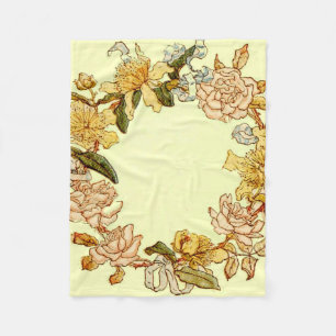 Floral Spring Wreath Flower Pink Flowers Art Fleece Blanket