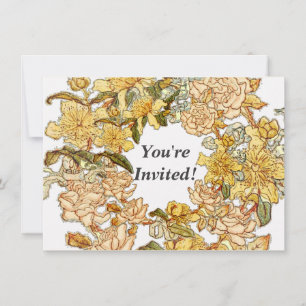 Floral Spring Wreath Flower Pink Flowers Art Invitation
