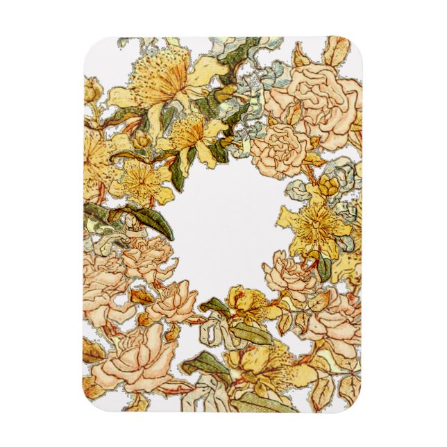 Floral Spring Wreath Flower Pink Flowers Art Magnet (Vertical)
