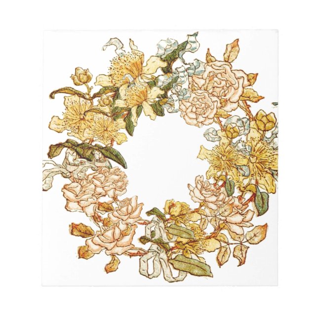 Floral Spring Wreath Flower Pink Flowers Art Notepad (Front)