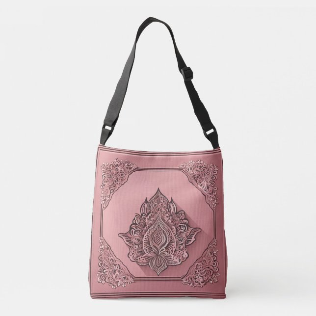 Floral Square Lace AI art  Crossbody Bag (Back)