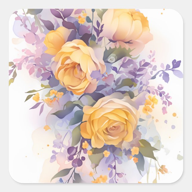 Floral  square sticker (Front)